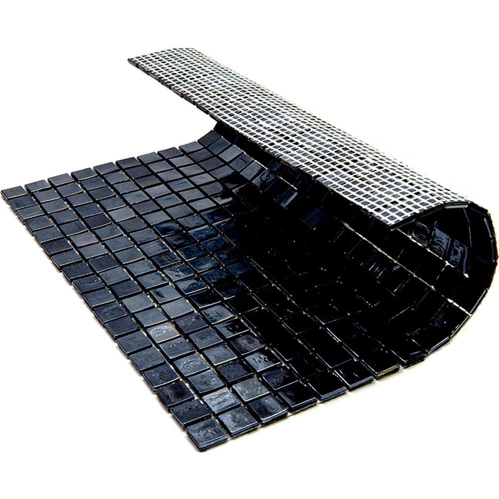 Skosh 11.6" x 11.6" Glossy Black Glass Mosaic Tile