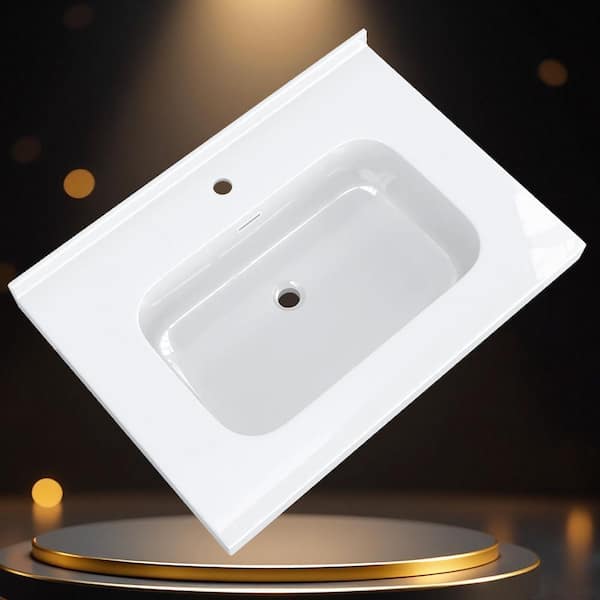Zeafive 30 in. W x 22 in. D Solid Surface White Rectangular Single
