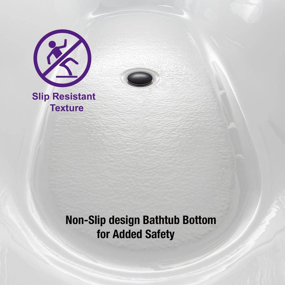 59'' White Acrylic Freestanding Rectangular Soaking Bathtub