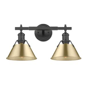 Orwell 18.25 In. 2-Light Matte Black and Brushed Champagne Bronze Vanity Light