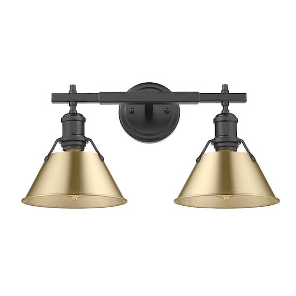 Golden Lighting Orwell 18.25 In. 2-Light Matte Black and Brushed Champagne Bronze Vanity Light