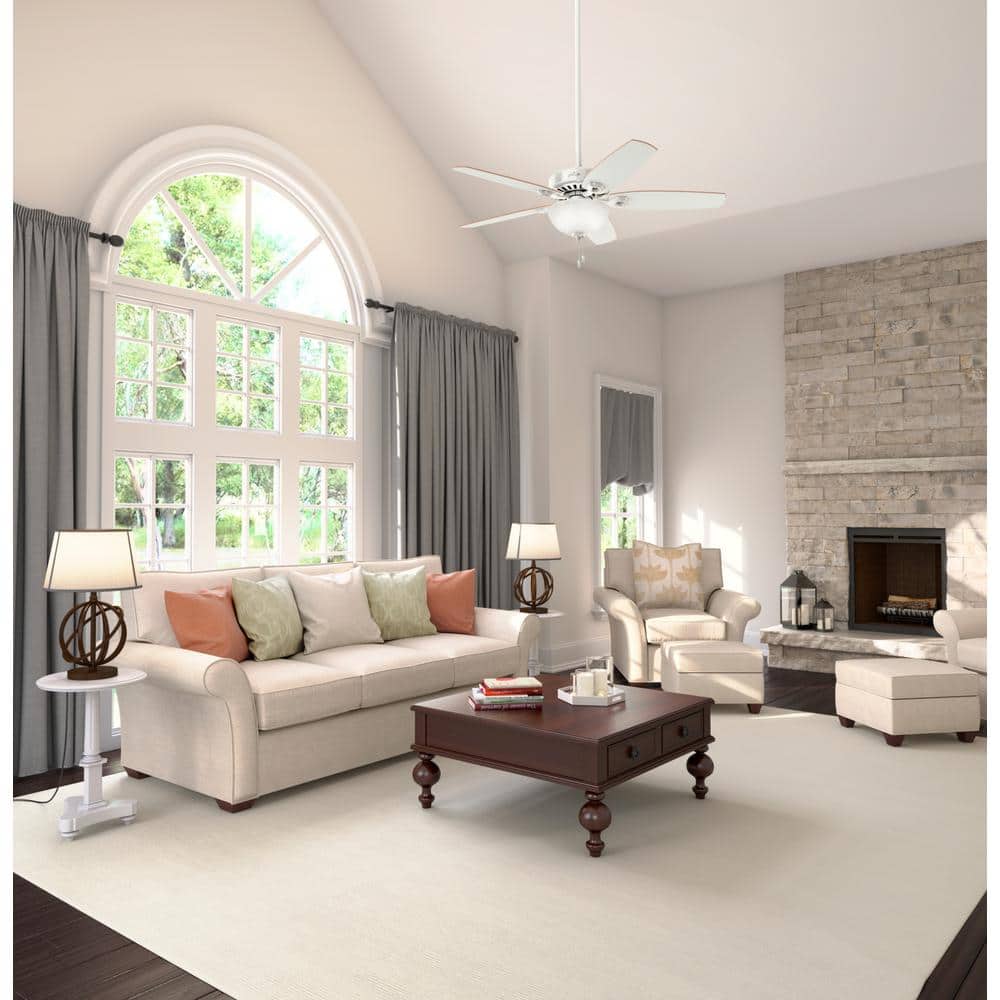 Snow White 52" Ceiling Fan with LED Light and Beech Blades