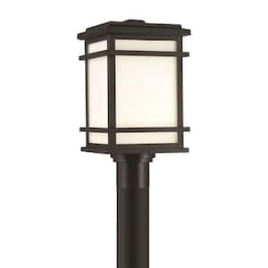 Balmoral Black Integrated LED Outdoor Post with White Panel Glass Shade