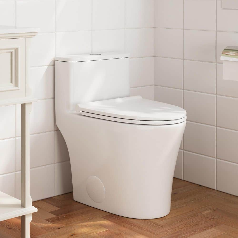 Symmetry 12 in. Rough In Size 1-Piece 1.28 GPF Single Flush Elongated Toilet in White, Soft Closed Seat Included price history on PriceWatchPro
