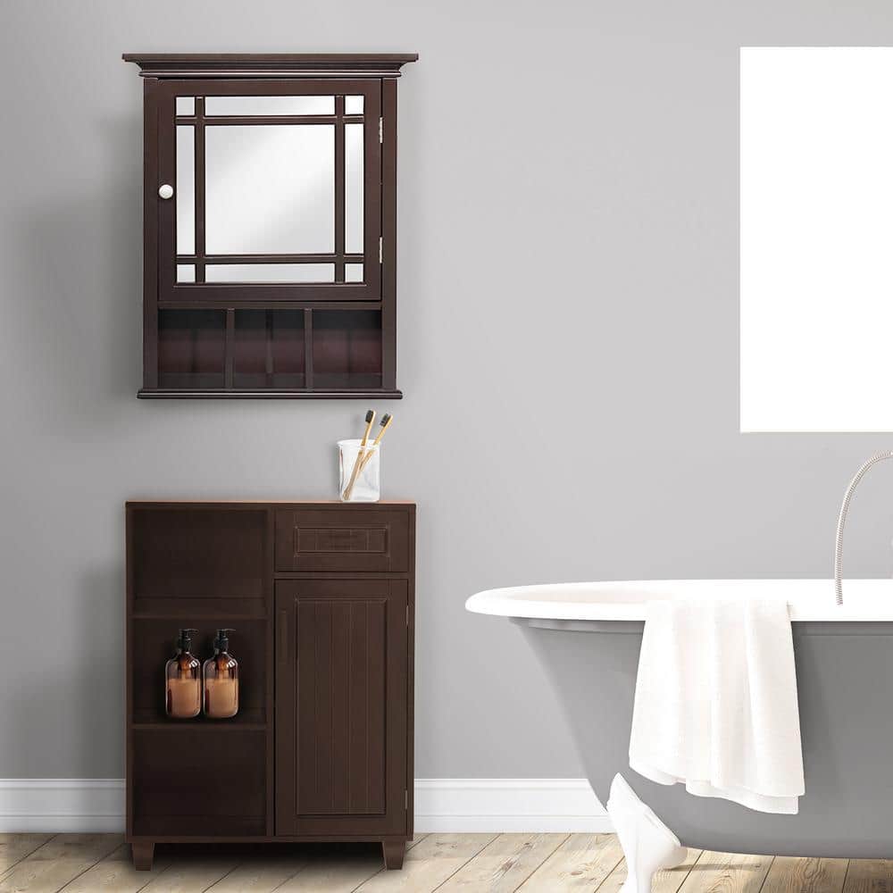 Neal Mission Style Dark Espresso Wood Medicine Cabinet with Mirror