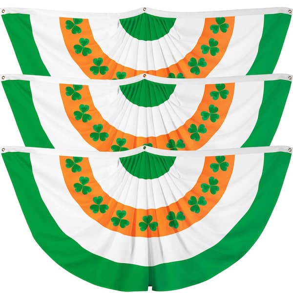 G128 2 ft. x 4 ft. Printed Polyester Ireland Fan Flag with Canvas Header Brass Grommets (3-Pack)