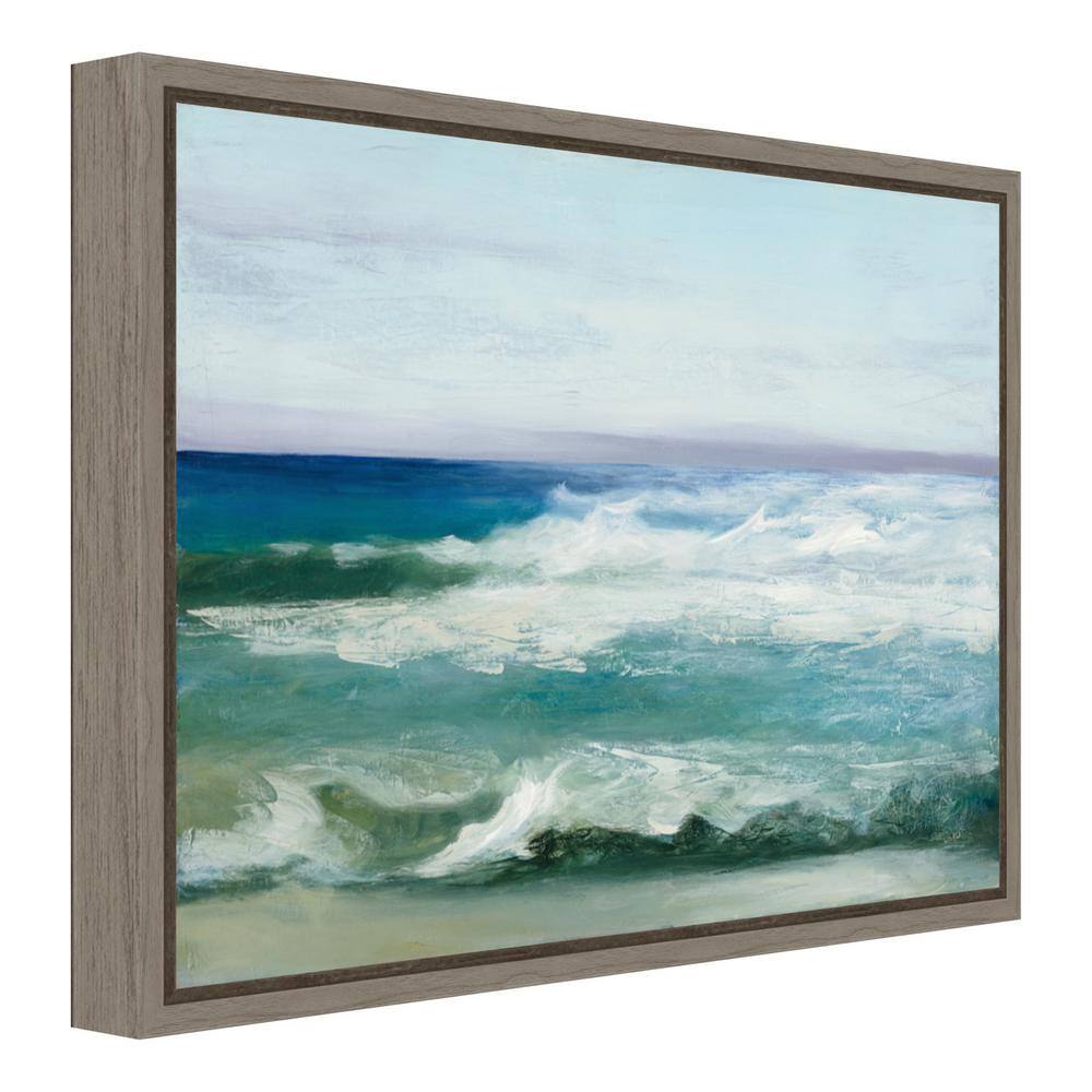 Azure Ocean Abstract Canvas Print with Greywash Frame