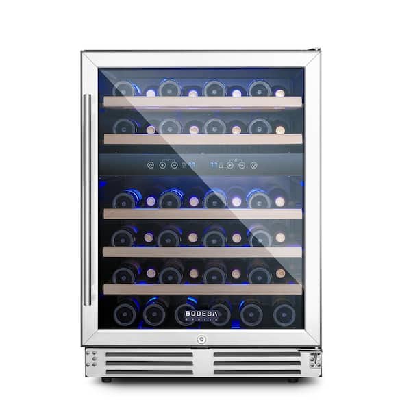 23.4 in. Dual Zone 46-Wine Bottles Beverage and Wine Cooler with Double-Layer Tempered Door in Stainless Steel