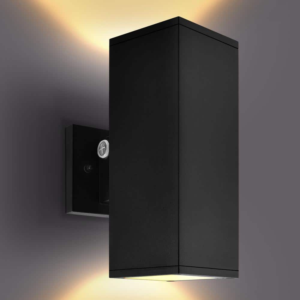 LUXRITE 12 in. Black Dusk to Dawn LED Outdoor Hardwired Wall