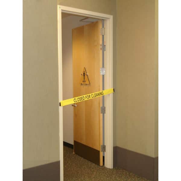 Magnetic Door Barrier Nylon Safety Barrier with Magnetic Ends Closed For Cleaning Imprint Fit's up to a Standard 36 in. wide Doorway