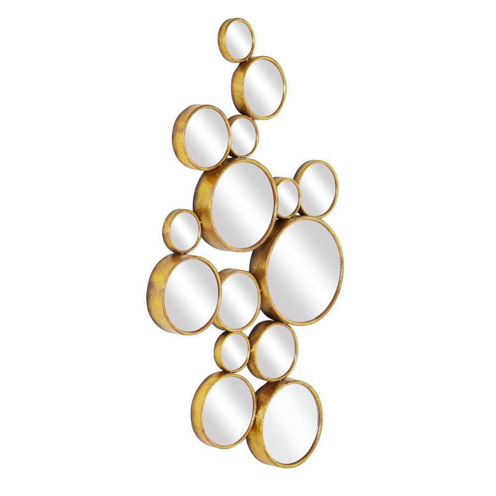 Gold Round Cluster Framed Wall Mirror, 40" x 22"
