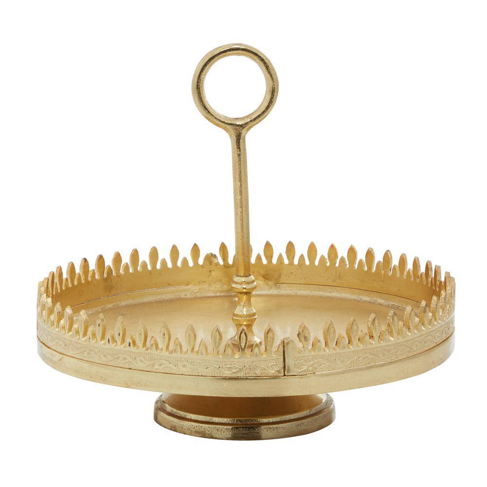 Gold Aluminum Glam Cake Stand with Finial Handle