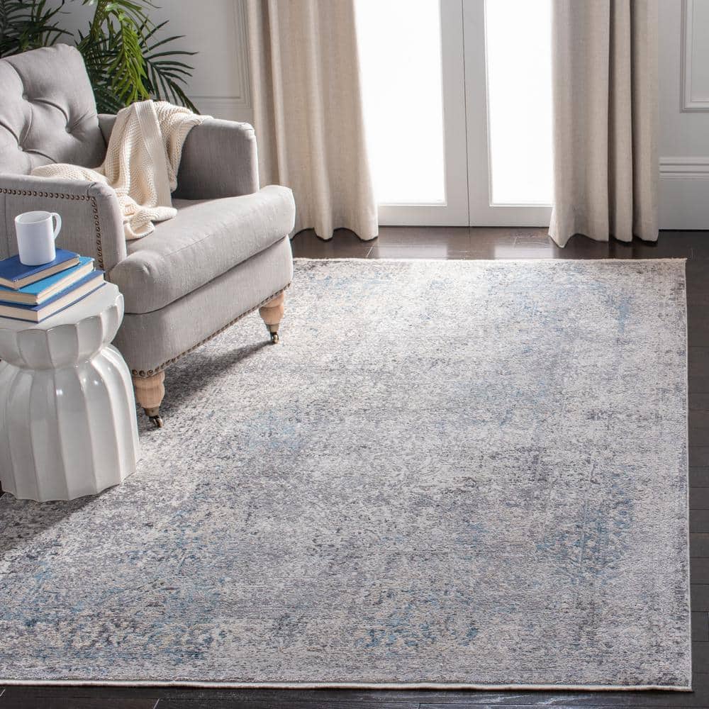 Gray Hand-Knotted Wool and Viscose Area Rug