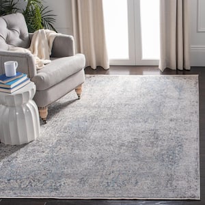 Dream Gray/Ivory 8 ft. x 10 ft. Distressed Floral Area Rug