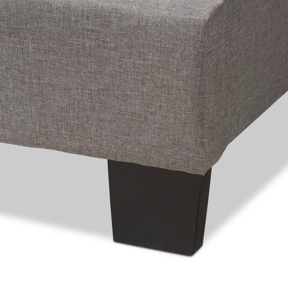 Elegant Light Grey King-Sized Bed with Tufted Upholstered Headboard and Storage Drawer
