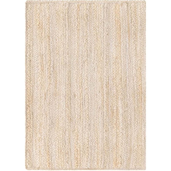 Unique Loom Braided Jute Dhaka Beige 2' 0 x 3' 0 Area Rug 3138941 The
