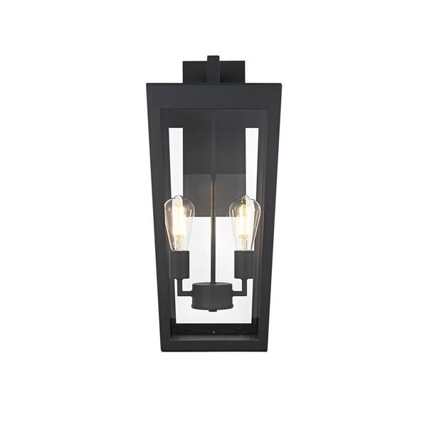 24 in. Black Outdoor Hardwired Wall Sconce with No Bulbs Included