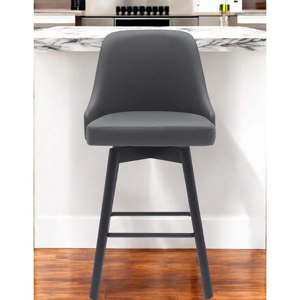 26 in. Black and Gray High Back Wood Counter Stool Faux Leather Seat price history on PriceWatchPro
