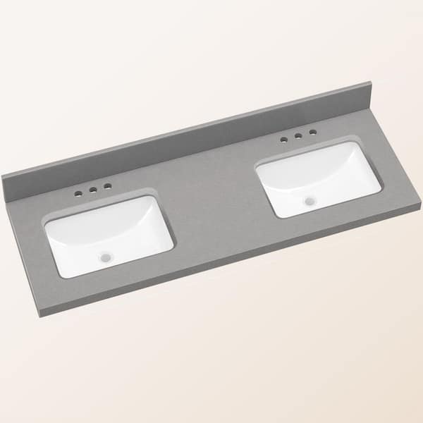 Zeafive 66 in. W x 22 in. D Engineered Stone Marble White
