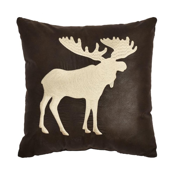 J QUEEN NEW YORK INC Daniel Moose Brown 18" x 18" Square Decorative Throw Pillow