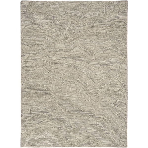 Nourison Graceful Grey 5 ft. x 7 ft. Abstract Contemporary Area Rug