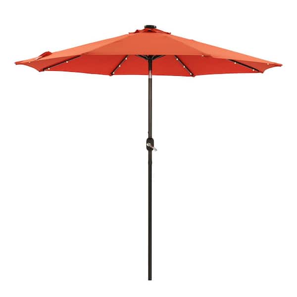 ANGELES HOME 9 ft. Steel Aluminum Market Solar Tilt Patio Umbrella in Orange