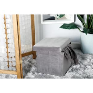 15 in. Gray Polyester Modern Storage Stool