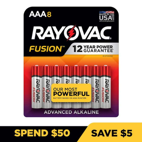 Rayovac Fusion Alkaline Aaa Card 8 Pack 824 8tfus The Home Depot