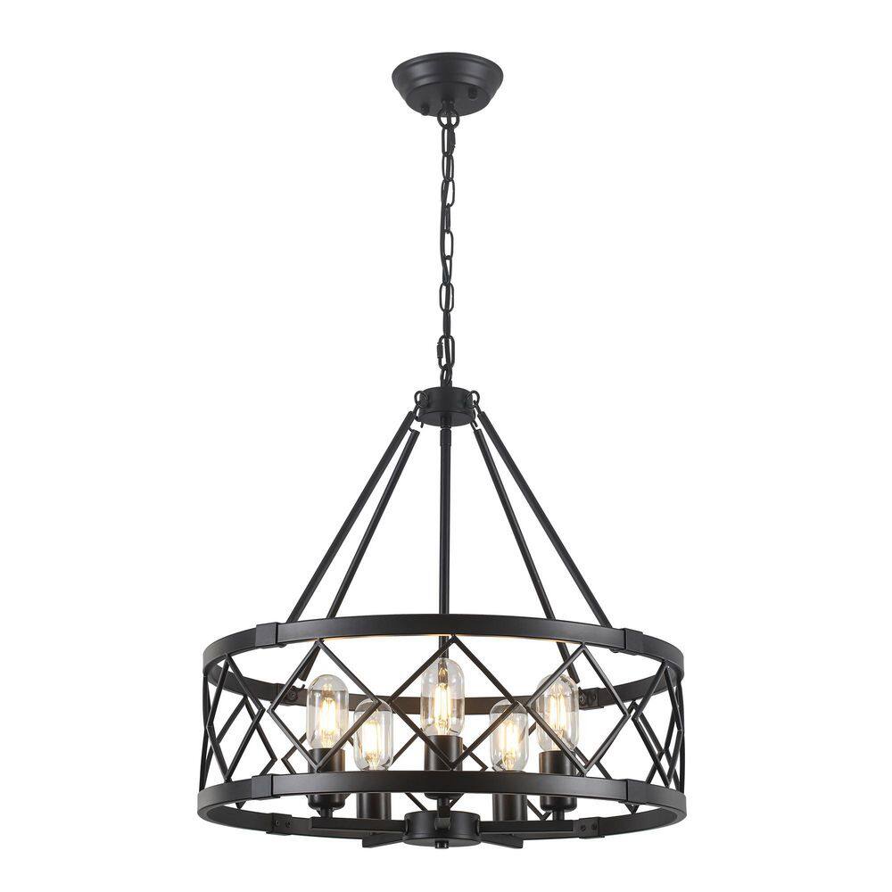5-Light Black Rustic Hanging Linear Chandelier Rhombus Metal Light for Kitchen Island Foyer price history on PriceWatchPro