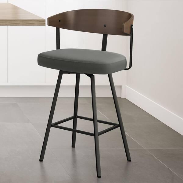 Amisco Quinton 25.25 in. Charcoal Grey Polyester Black Metal