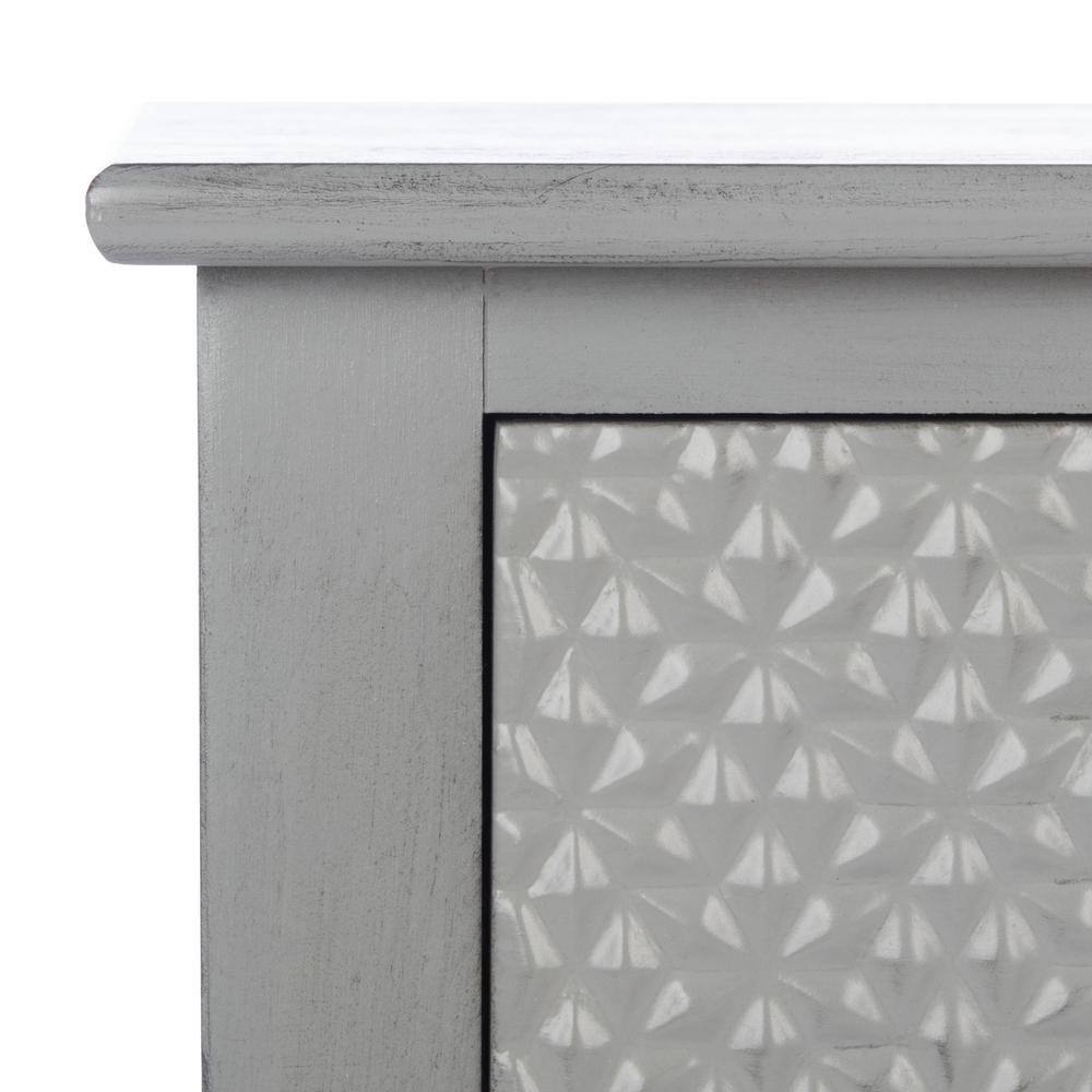 Distressed Gray Wood and Metal Console Table with Storage