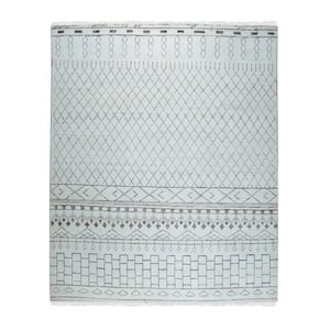 Ivory 10 ft. x 14 ft. Hand-Knotted Wool Classic Moroccan Design Rug Area Rug