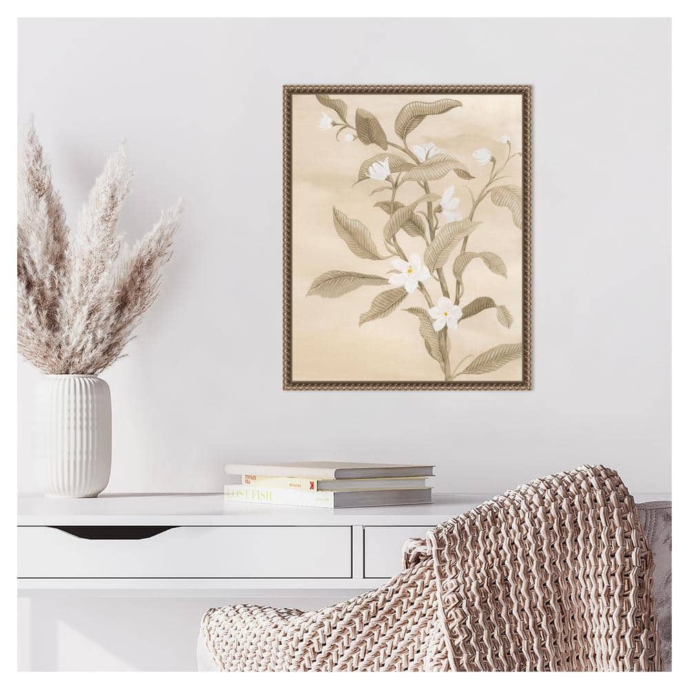 Sepia Orange Blossom Sketch II Canvas Wall Art with Bronze Frame