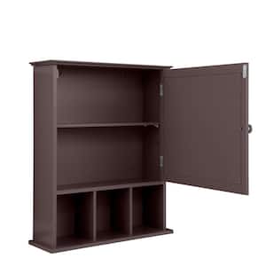 Mirrored Medicine Cabinet Bathroom Wall Mounted Storage W/Adjustable Shelf Brown