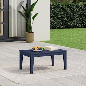 Laguna Outdoor Patio Weather Resistant Poly Plastic Rectangle Coffee Table in Navy Blue