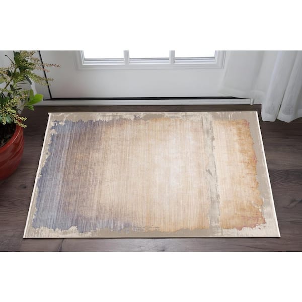 Beige 2 x 3 ft. Woven Abstract Rectangle Indoor Area Rug
