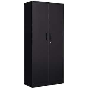 31.5 in. W x 70.87 in. H x 15.7 in. D Adjustable 4 Shelves Steel Garage Freestanding Cabinet with 2 Doors in Black