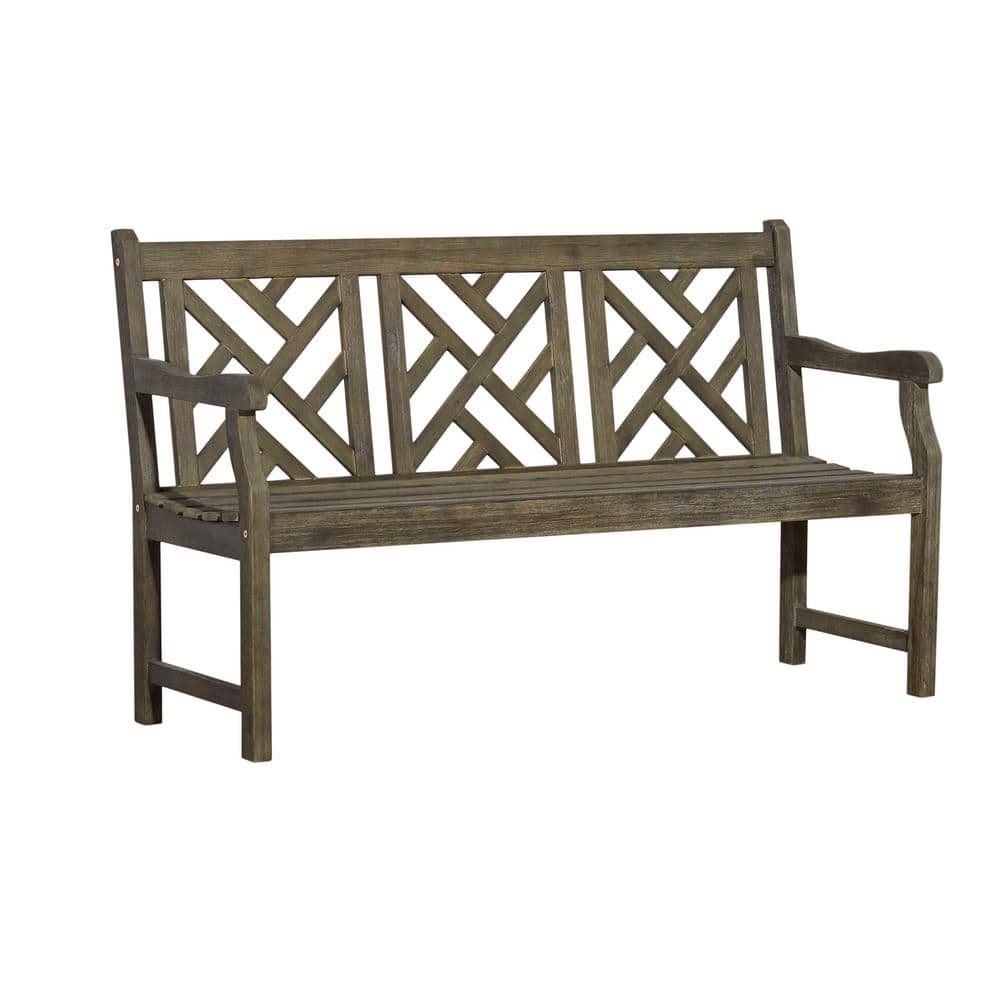 3-Person 57 in. Outdoor Wood Garden Bench in Teak