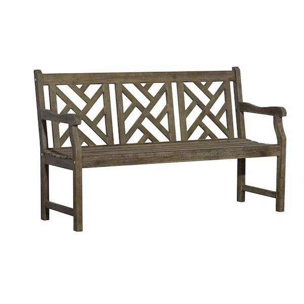 Unbranded 3-Person 57 in. Outdoor Wood Garden Bench in Teak