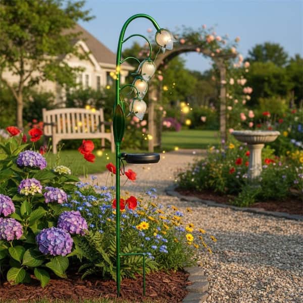 Green Metal Flower Decorative Stake YNLIN536 - The Home Depot