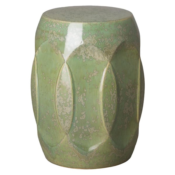 Emissary Ellipse Green Speckle Ceramic Indoor/Outdoor Garden Stool