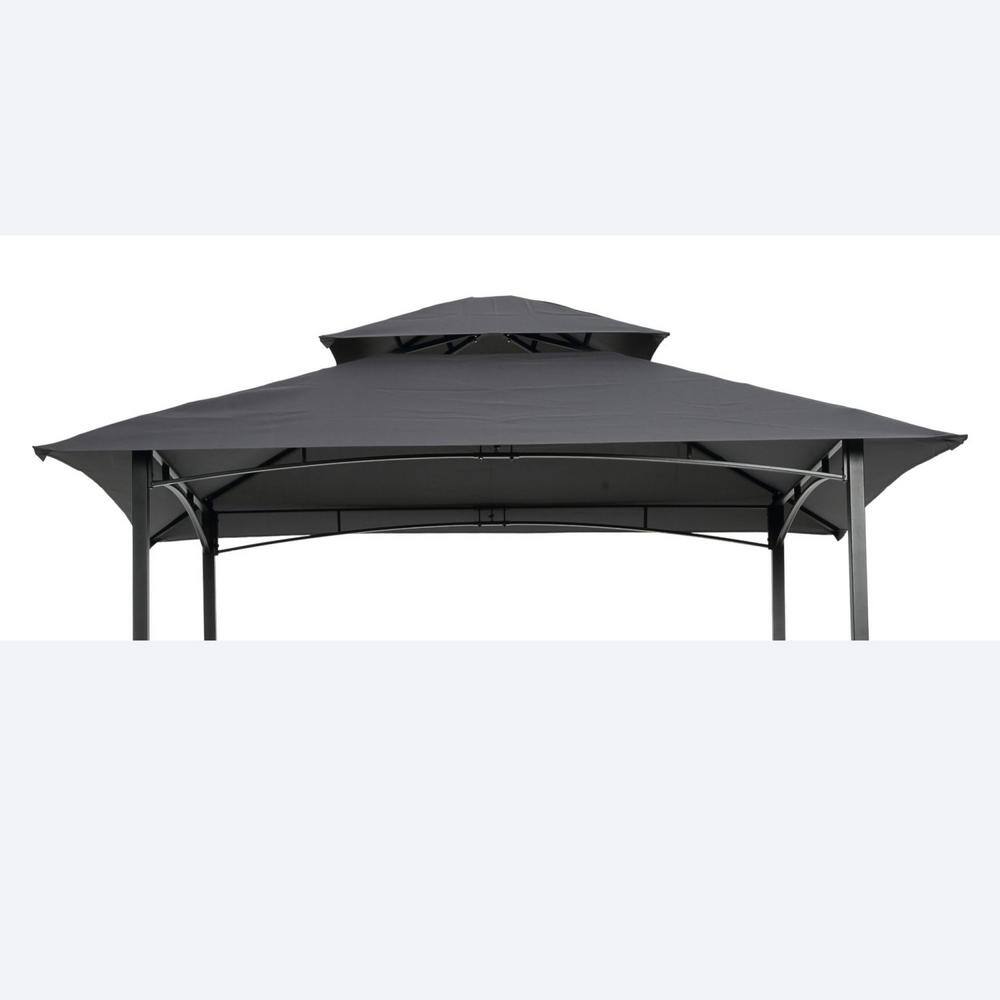 8 ft. x 5 ft. Gray Outdoor Replacement Double Tiered Gazebo Tent Roof Top C