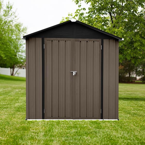 6 ft. W x 4 ft. D Apex Roof Outdoor Storage Shed (Brown and Black