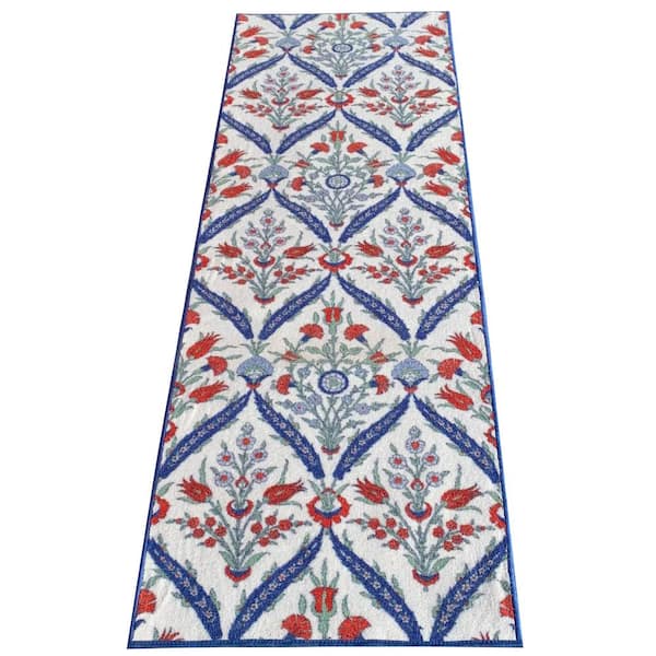PLAYA RUG Cini Multi Color 26 in. Width x Your Choice Length Custom Size Roll Runner Rug/Stair Runner