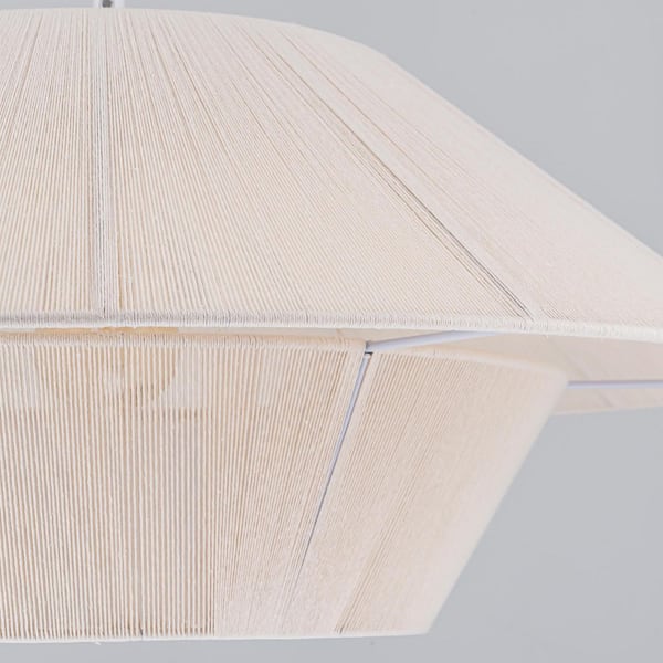 Calcott 1-Light Boho Farmhouse White Hand-Woven Ivory Rope Pendant Light for Dining Room