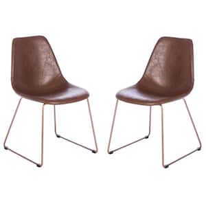 Dorian Dark Brown Leather Dining Chair (Set of 2)