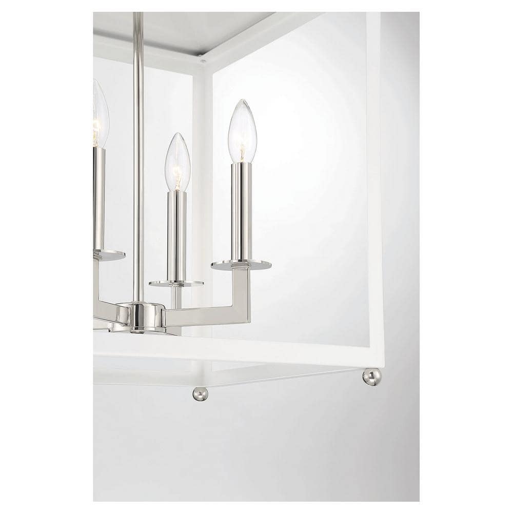 Contemporary 4-Light Pendant in White with Polished Nickel Accents