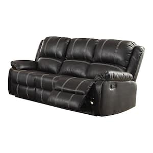 Zuriel 37 in. W With Rolled Arm Leather Rectangle Sofa Color Black