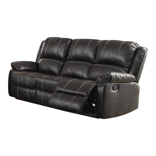 Acme Furniture Zuriel 37 in. W With Rolled Arm Leather Rectangle Sofa ...