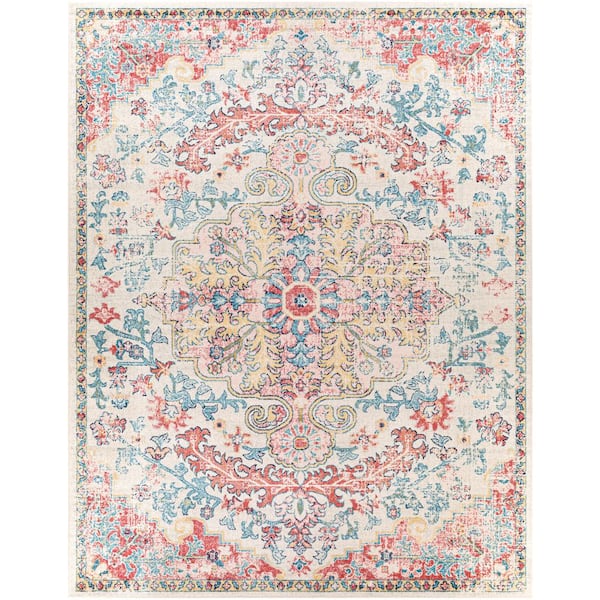 Livabliss Greta Blush/Yellow 8 ft. x 10 ft. Traditional Indoor Area Rug